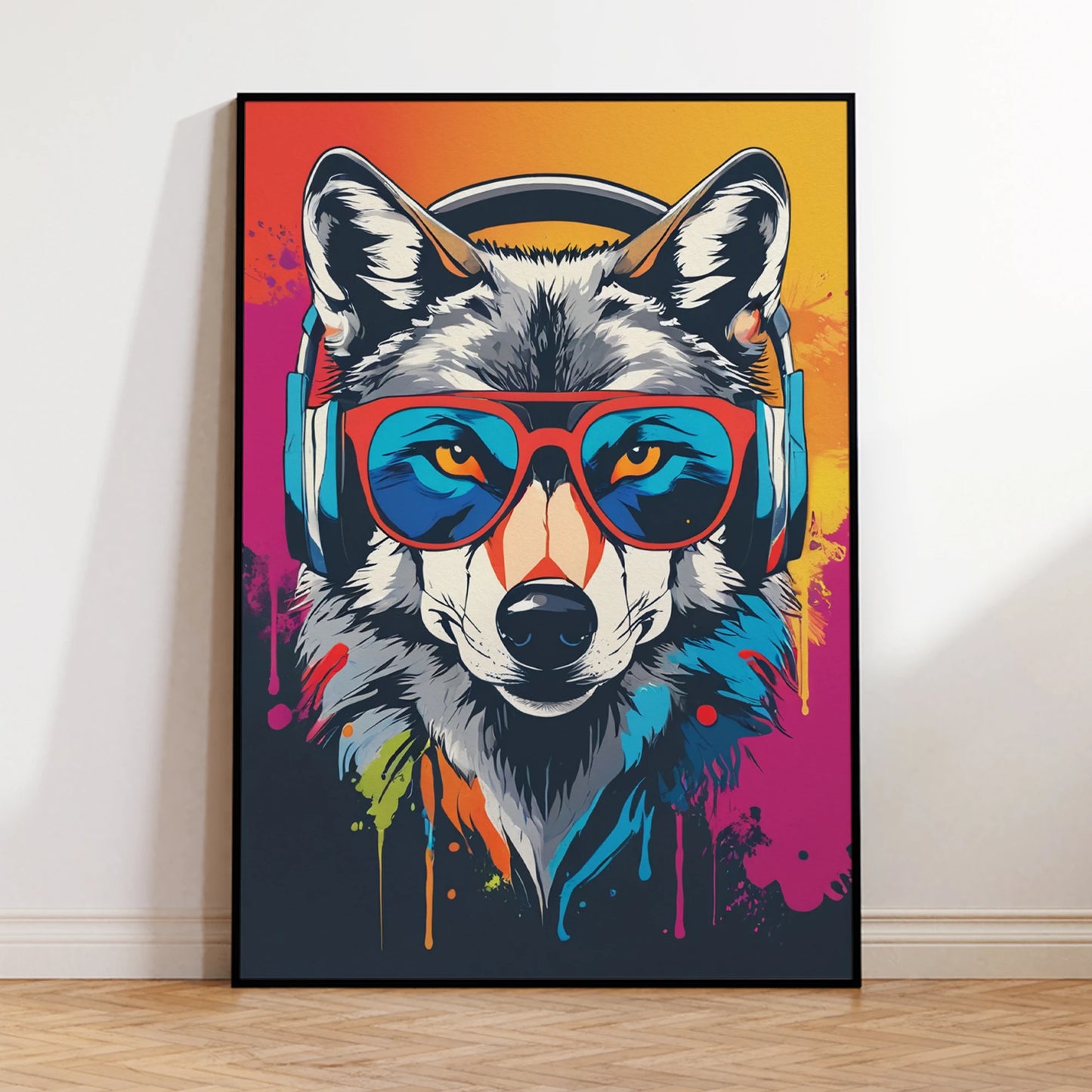 Graffiti Animal Canvas Wall Art | Orangutan Lion Dog Print