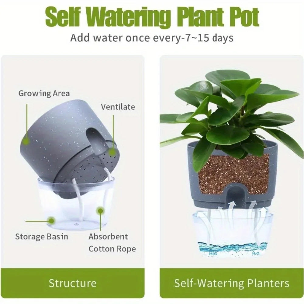 5-Pack Self-Watering Hydroponic Pots | Double Layer Design
