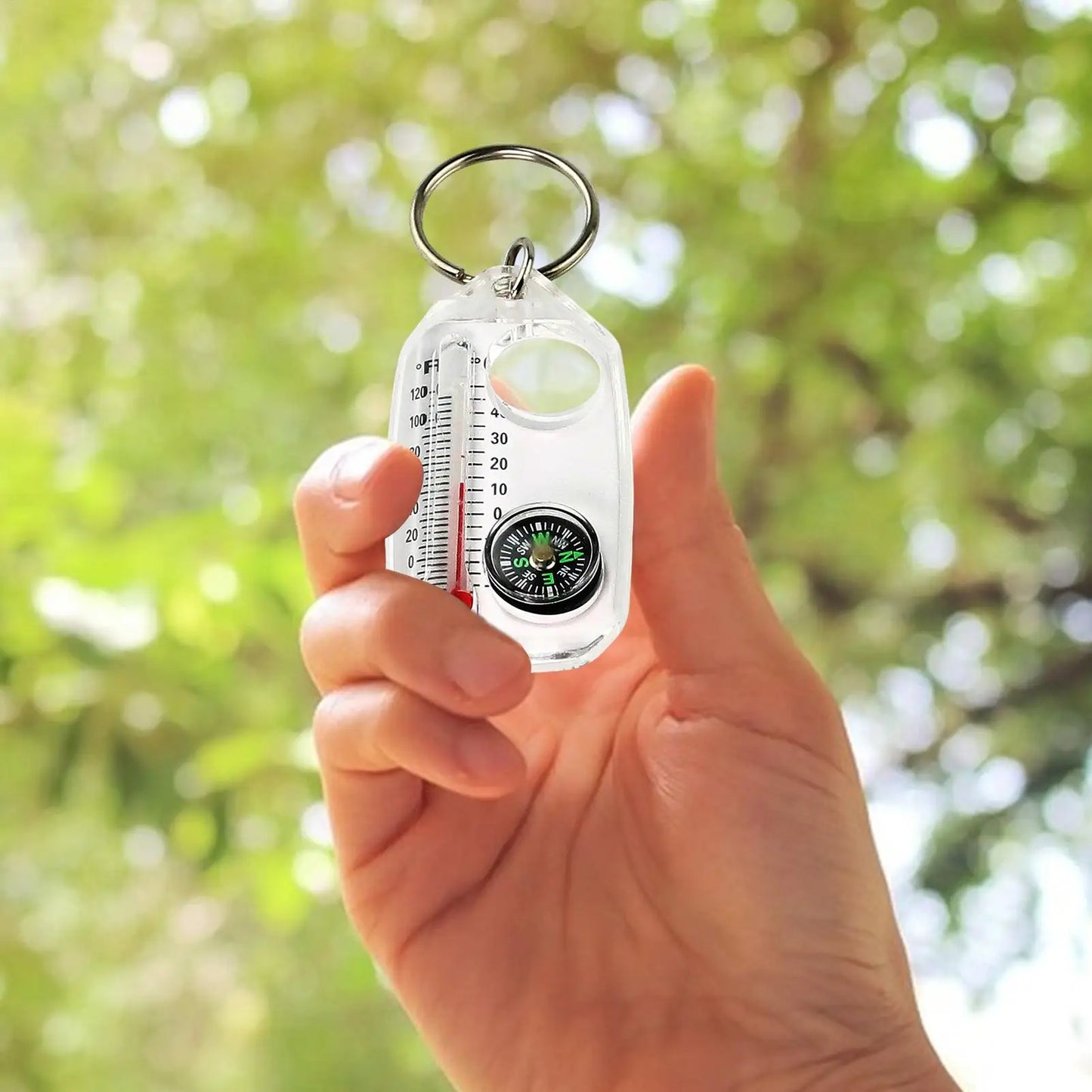 Mini Compass Thermometer Carabiner Keychain – Hiking Tool