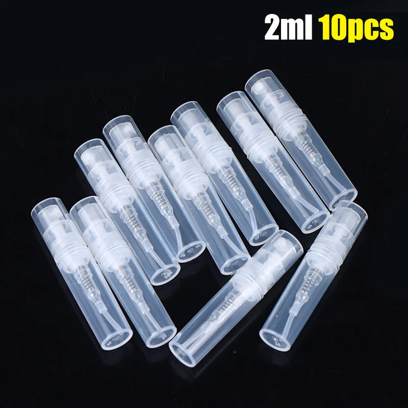 10Pcs 2/3/5ML Mini Clear Plastic Empty Perfume Bottle Refillable Spray Bottle Atomizer Container Women Travel Perfume Bottles Peaceful Pleasures Health and Wellness 2ml 10pcs