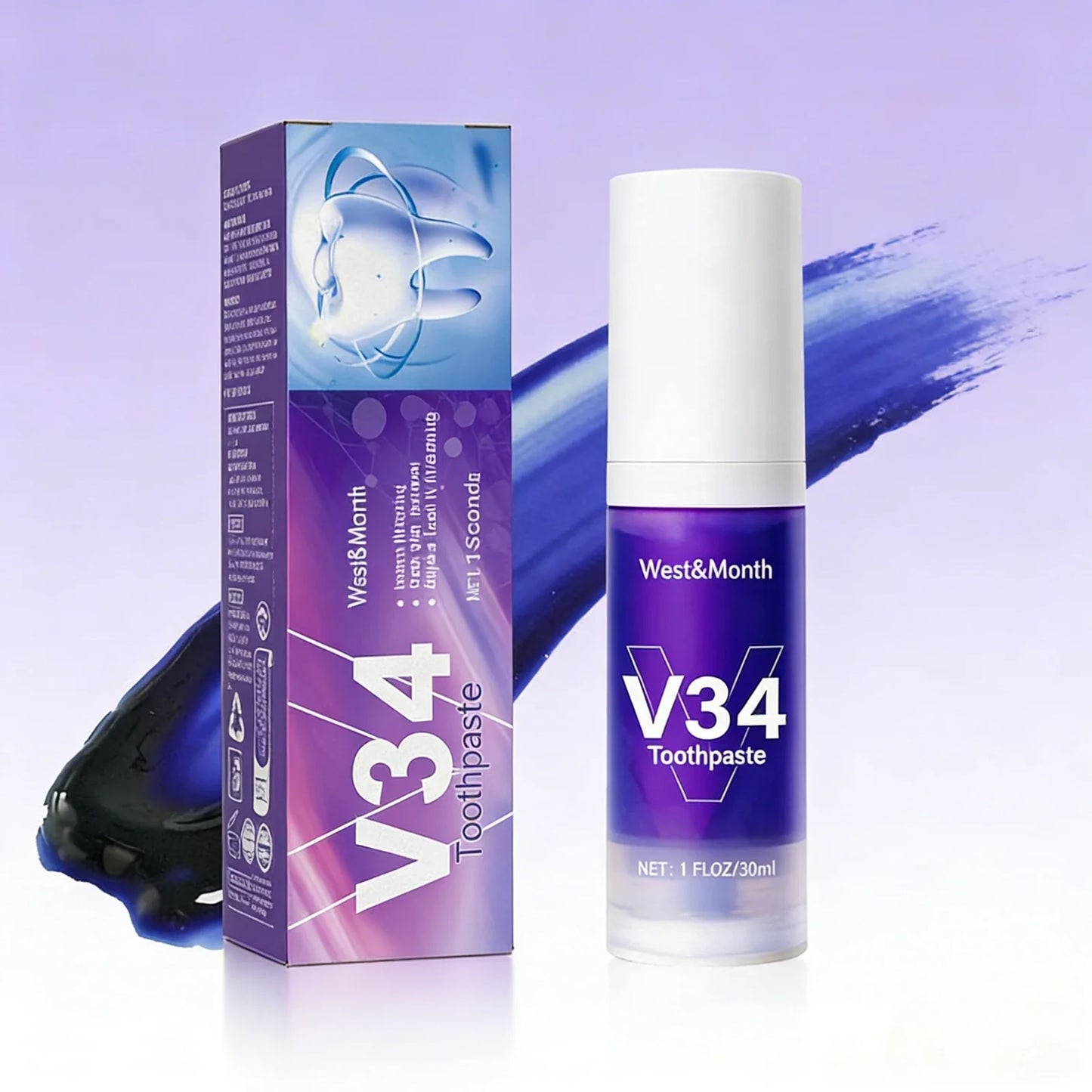 V34 Purple Toothpaste Mousse – Whitening Pump Oral Care