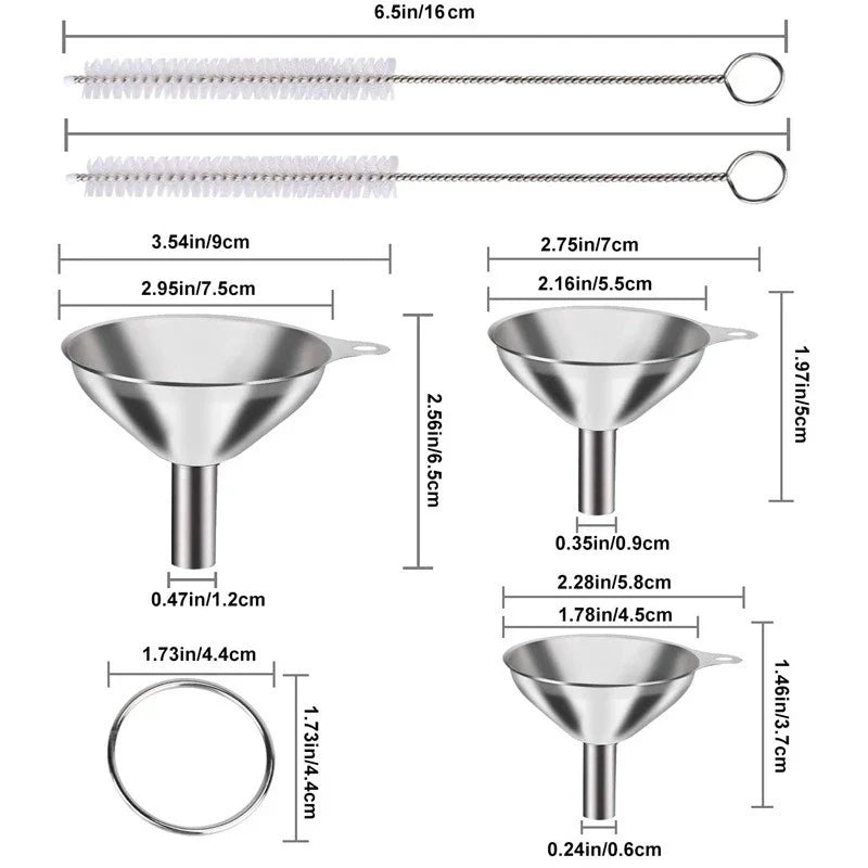 Stainless Steel Kitchen Funnels Set 3/5 Pcs – Food Grade Metal