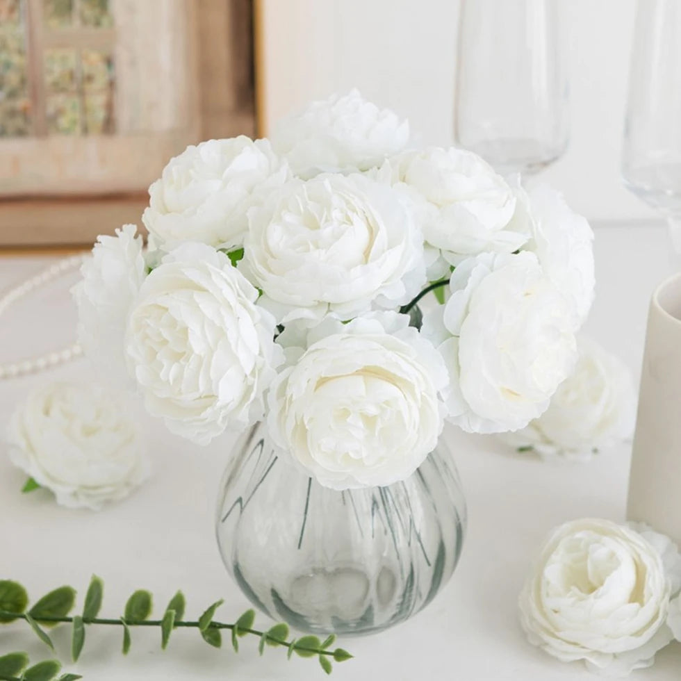 Silk Peony Artificial Flowers with Stems – Wedding & Decor