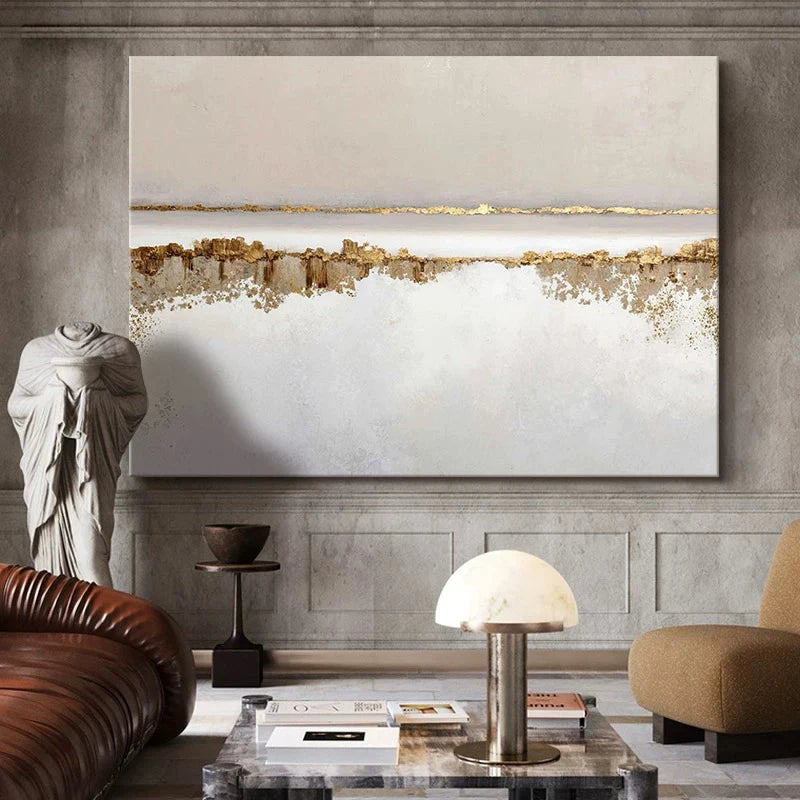 Custom Picture 100% Hand Painted Abstract Oil Painting On Canvas Gold Foil Art Poster Wall Decor Mural For Living Room Bedroom Peaceful Pleasures Health and Wellness