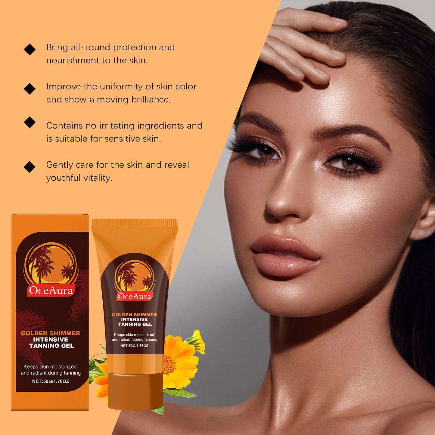 OceAura Bronzing Tanning Gel – Sunless Glow for Face & Body