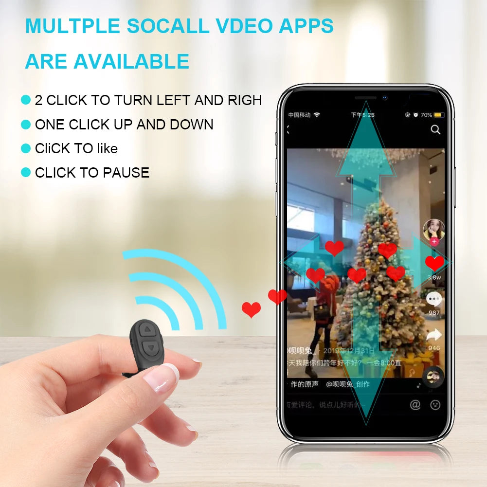 Bluetooth 5.0 Scrolling Ring | TikTok Remote & Selfie Shutter