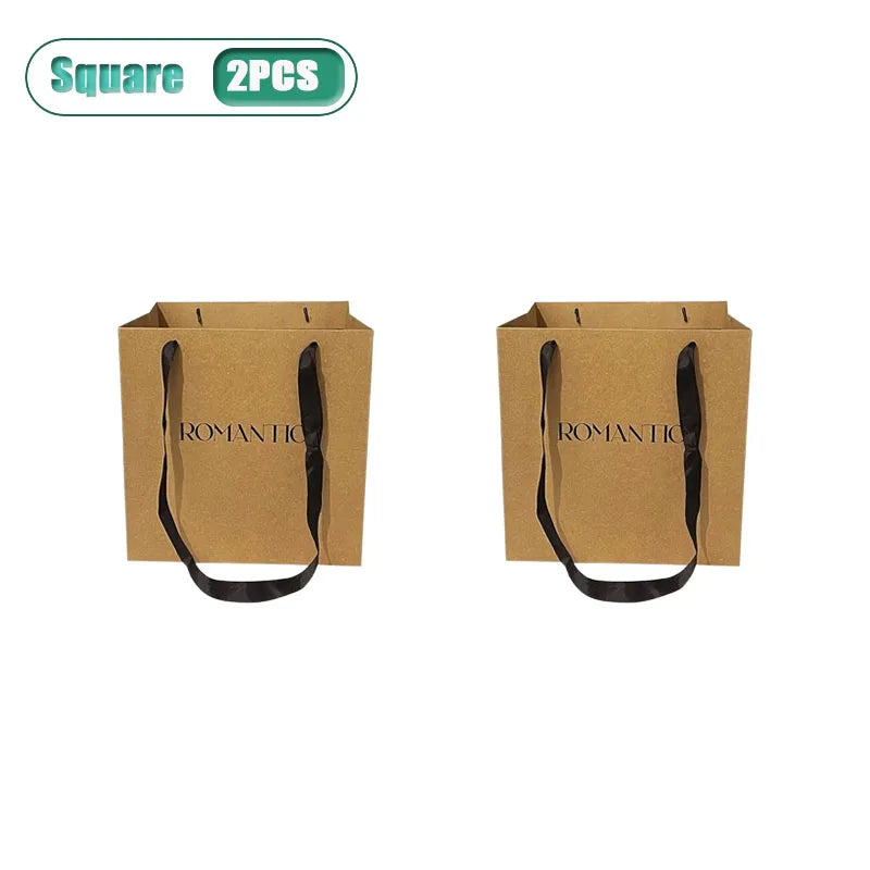 Kraft Paper Tote Bags with Satin Handle | Gift & Wedding Bags