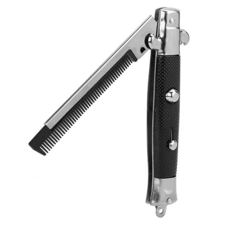 1Pc Folding Spring Comb Mens Womens Beauty Handmade Folding Pocket Clip Hair Moustache Beard Comb For Barbershop Pet Modelling Peaceful Pleasures Health and Wellness black