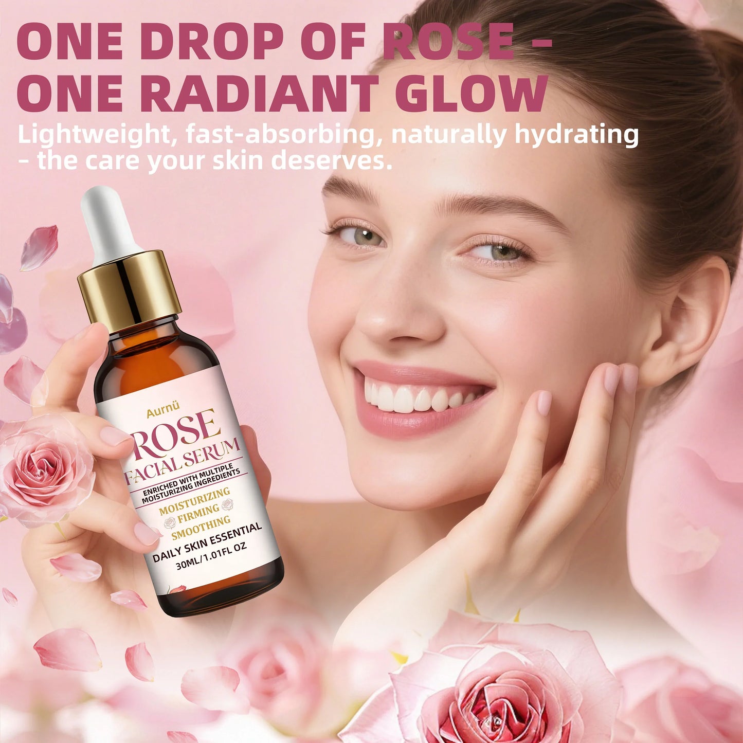 Aurnü Rose Facial Serum – Hydrating & Nourishing, All Skin Types