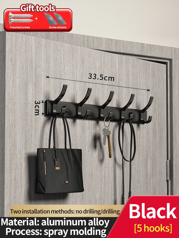 No-Drill Aluminum Wall Hook – Coat, Robe & Bag Hanger Organizer