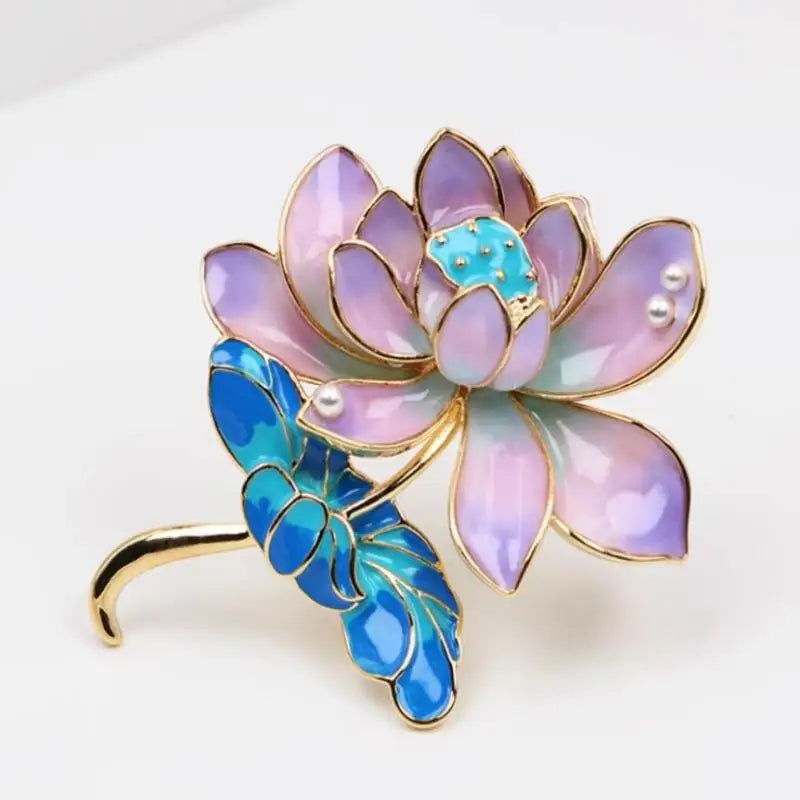Enamel Flower Brooch Pin – Elegant Gift for Coats & Scarves