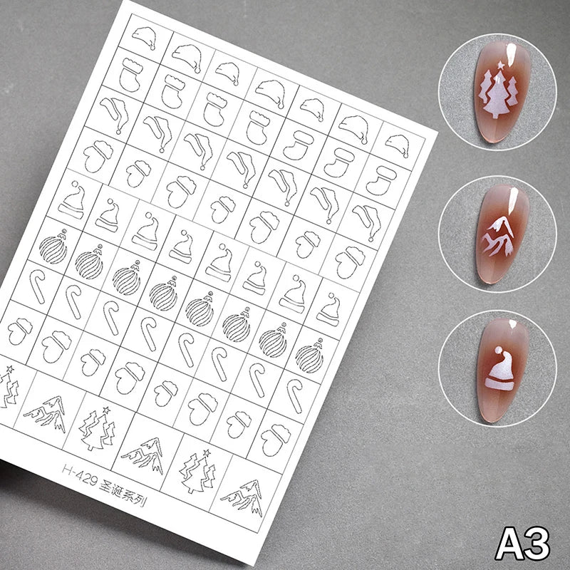 Airbrush Stencil For Nails Winter Snowflake Snow Tree Christmas Decors Hollow Nail Stickers Airbrush French Manicure Tips Peaceful Pleasures Health and Wellness A3