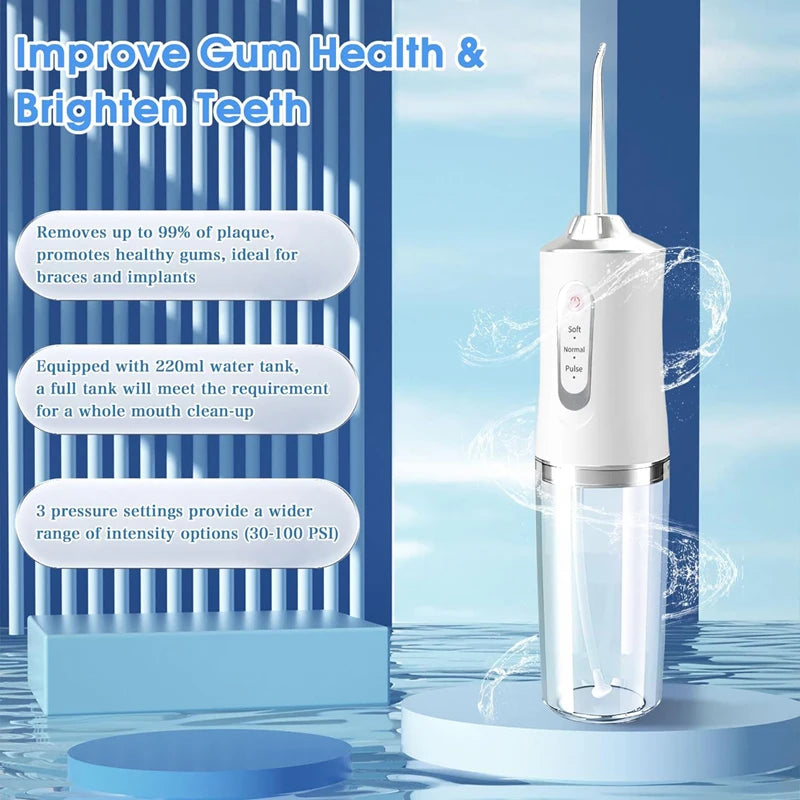 XMSJ Cordless Water Flosser – Rechargeable Oral Irrigator, 4 Modes
