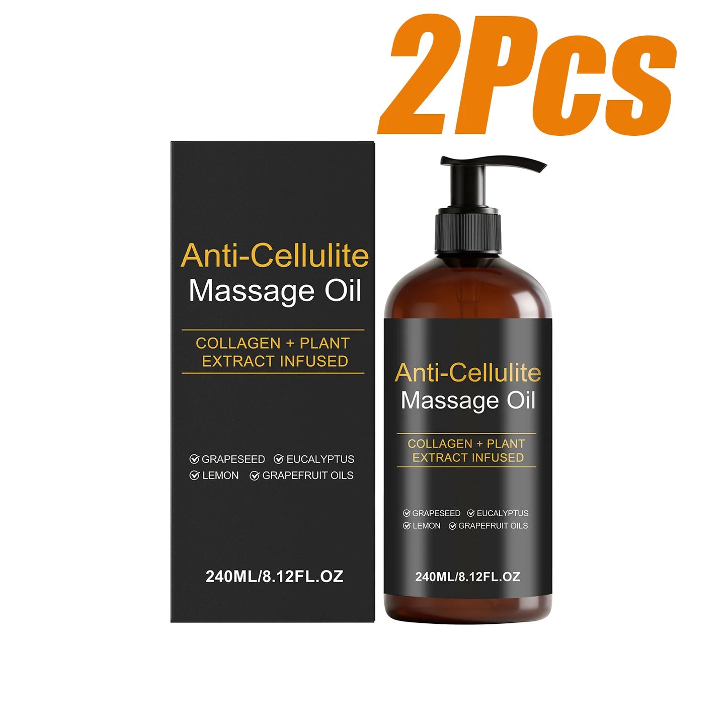 Firming Body Massage Oil – Collagen Anti-Cellulite 240ml Peaceful Pleasures Health and Wellness 2 x 240ml Boxed