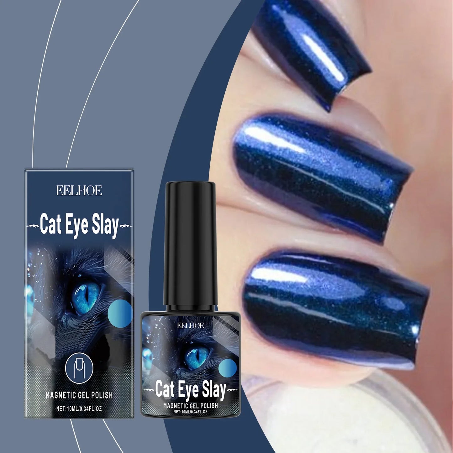 Eelhoe Cat Eye Magnetic Gel Nail Polish – Black Blue 10ml