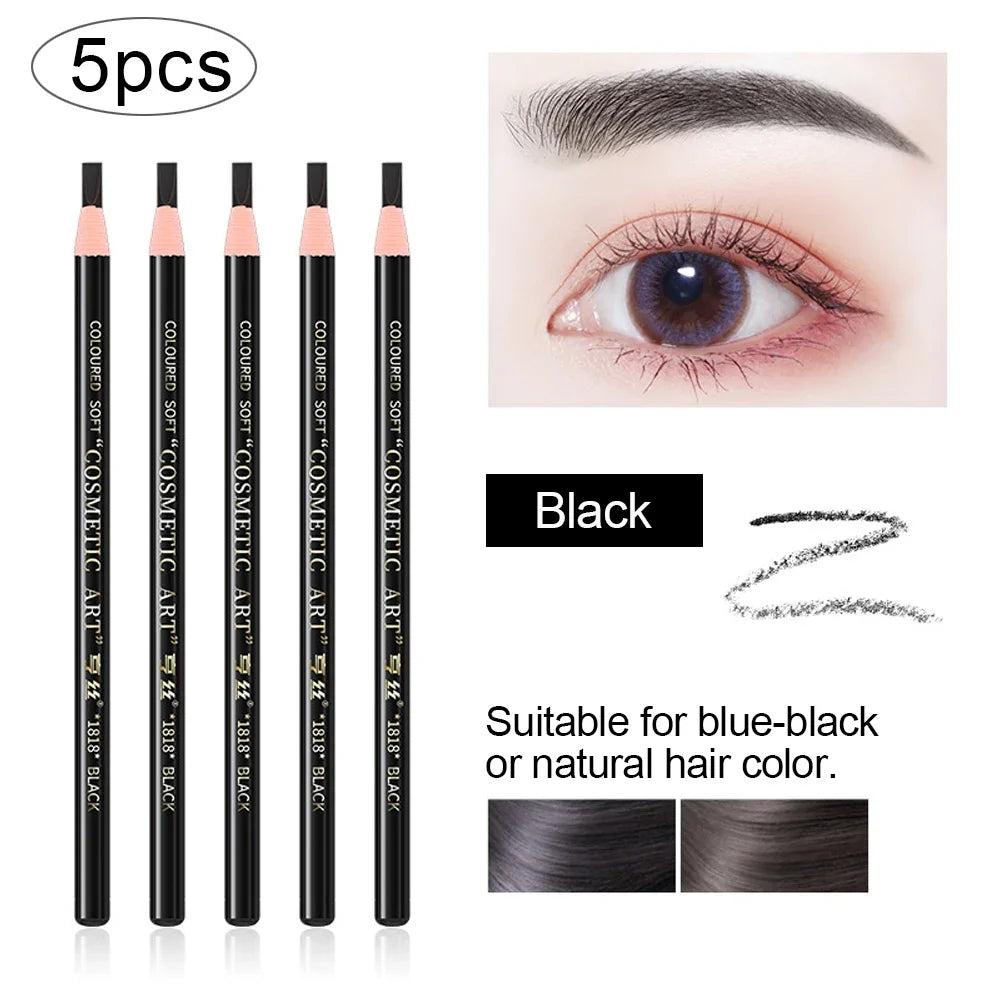5PCS Professional Microblading Pencil Permanent Eyebrow Pencil Tattoo Waterproof Art Tint Makeup Eye Brow Pen Enhancers Cosmetic Peaceful Pleasures Health and Wellness 03Black 5Pcs