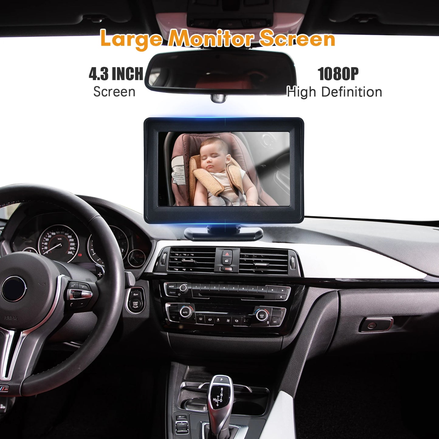 1080P Baby Car Monitor Camera | 4.3" Night Vision, 150° Wide View