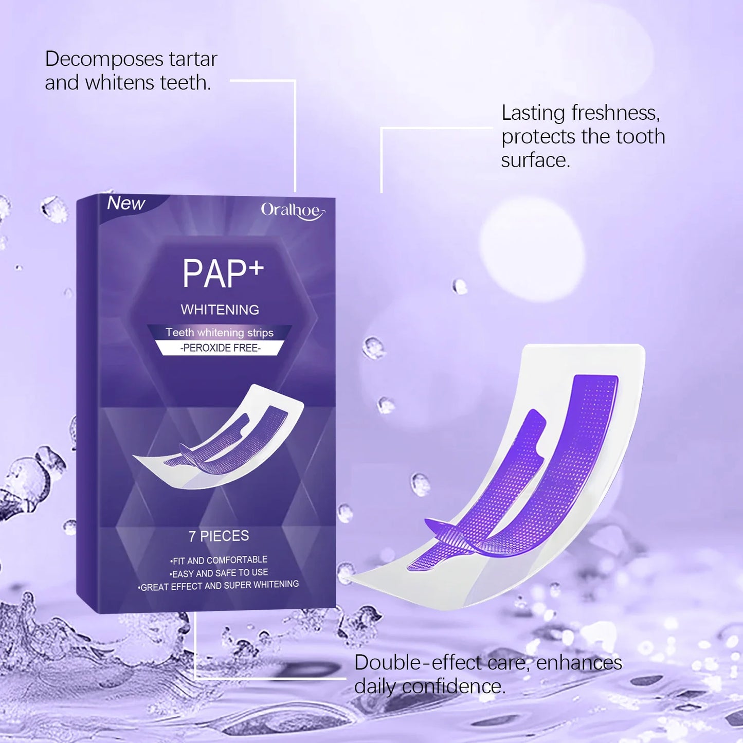 Oralhoe Purple Teeth Whitening Strips – 7pc Stain Removal
