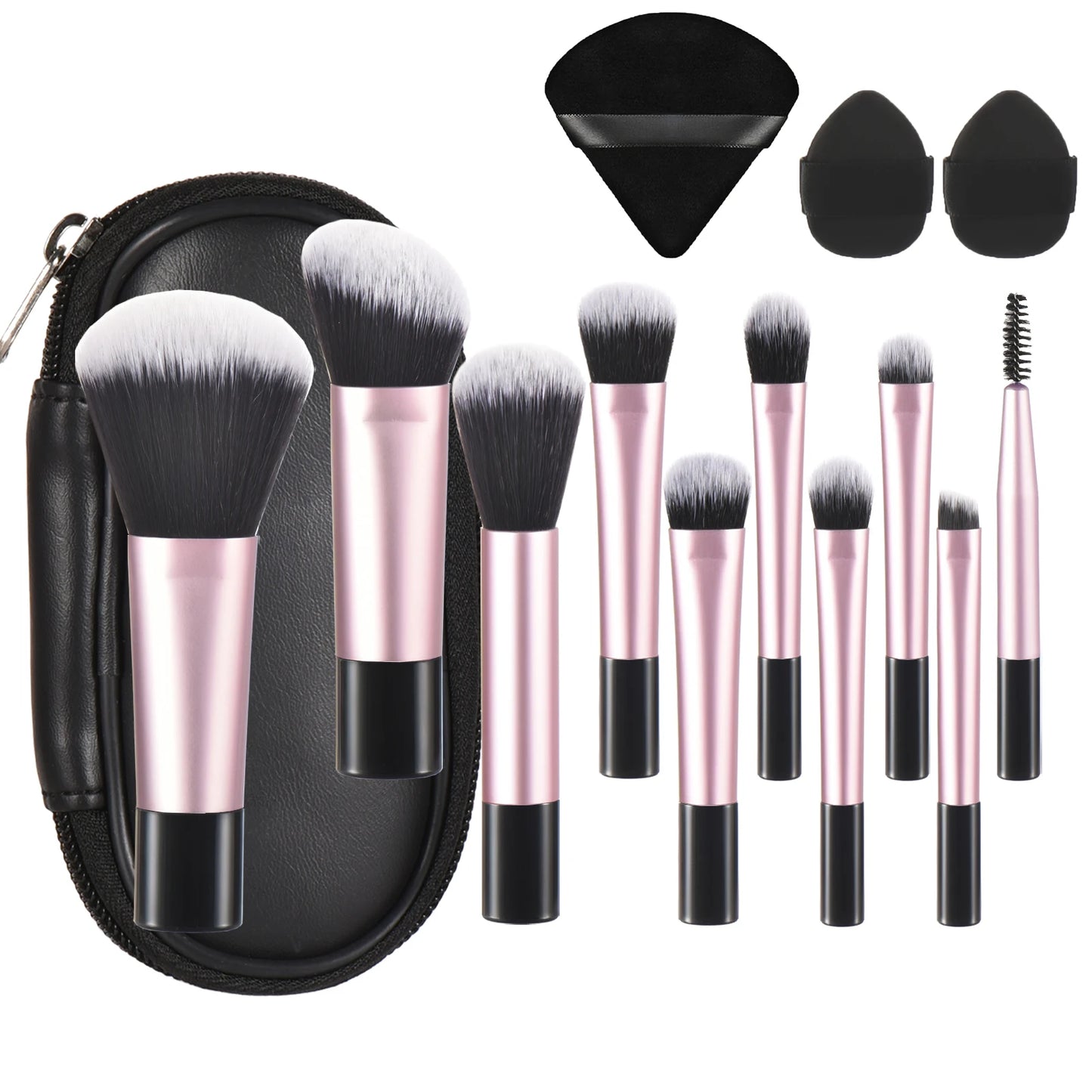 10-Piece Pink Mini Travel Makeup Brush Set | Professional Tools