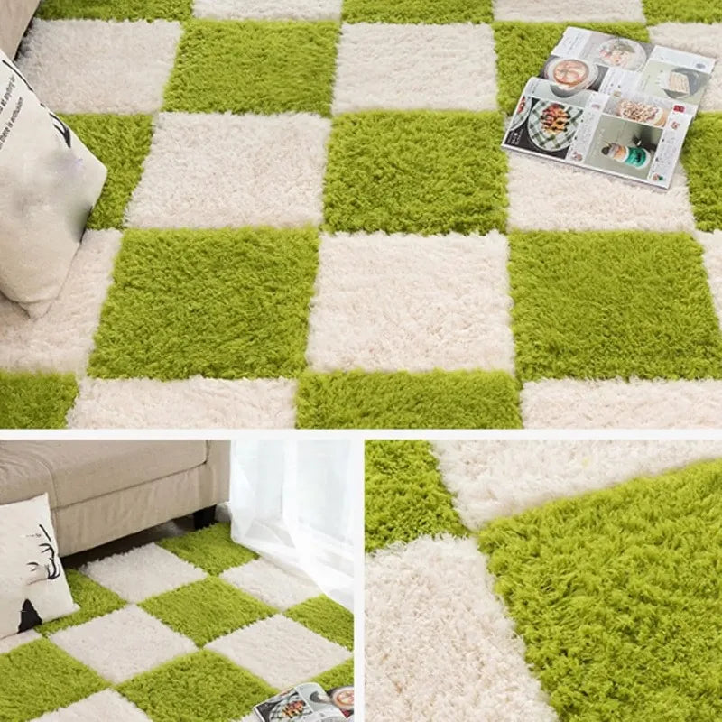 10PCS Fluffy Shaggy Carpet Tiles – Thick Non-Slip Soft Rug Mats