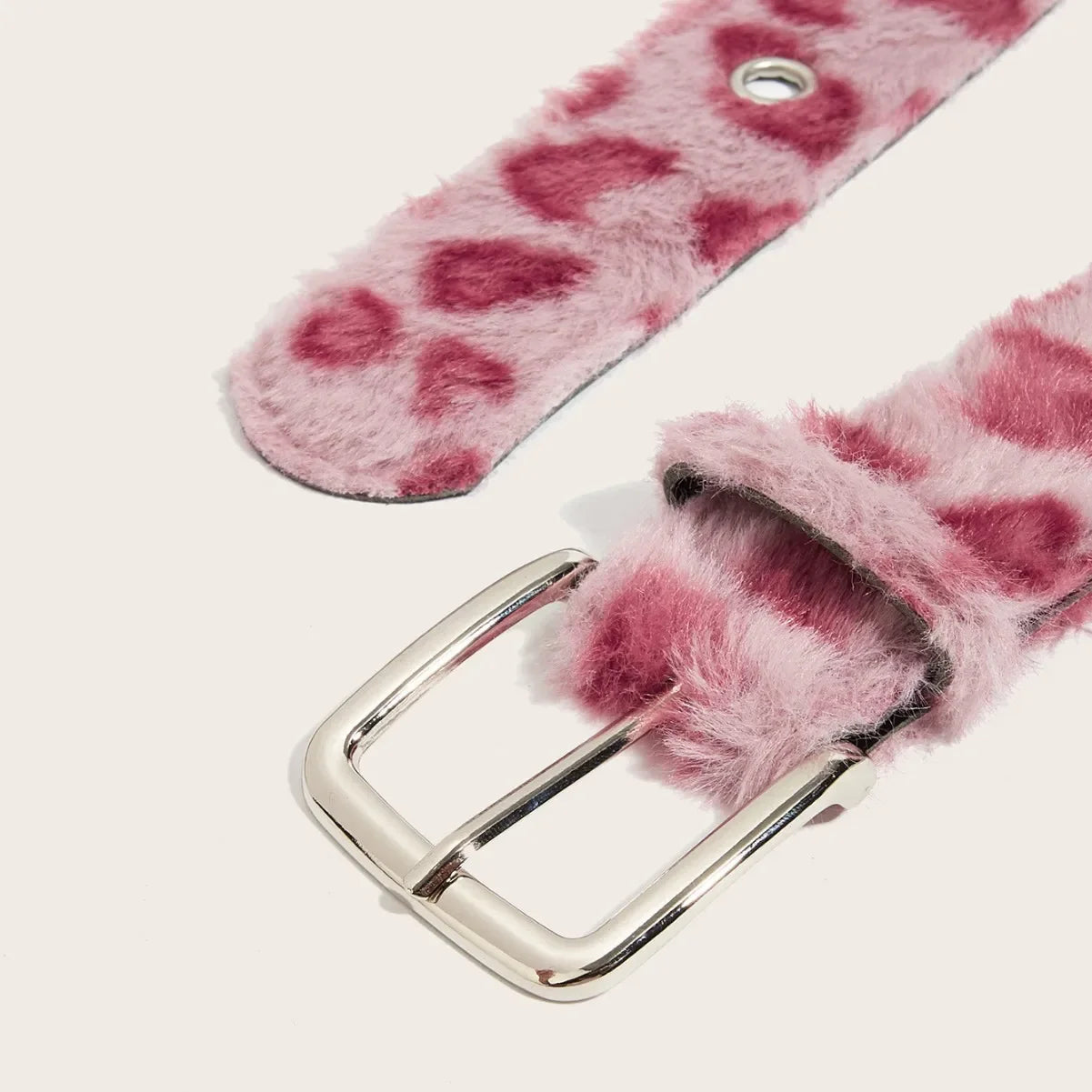 Pink Leopard Print Plush Belt Personality Fashionable and Versatile Wide-width Light Luxury and Comfortable Furry Belt for Girls Peaceful Pleasures Health and Wellness