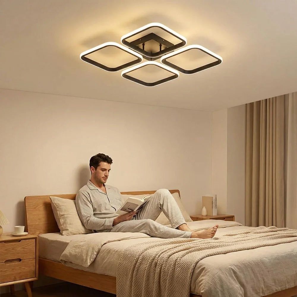 Modern Black Square LED Flush Mount Ceiling Light | RUNTOIN