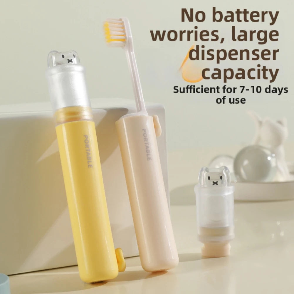 Compact Toothbrush Travel 2-in-1 Function Brush Head Toothpaste