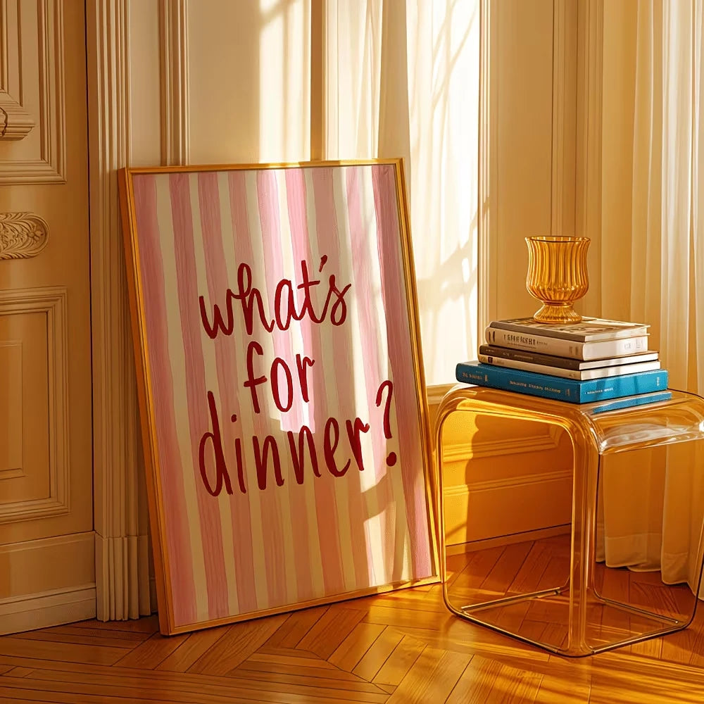 "What To Eat For Dinner" Funny Quote Kitchen Canvas Wall Art
