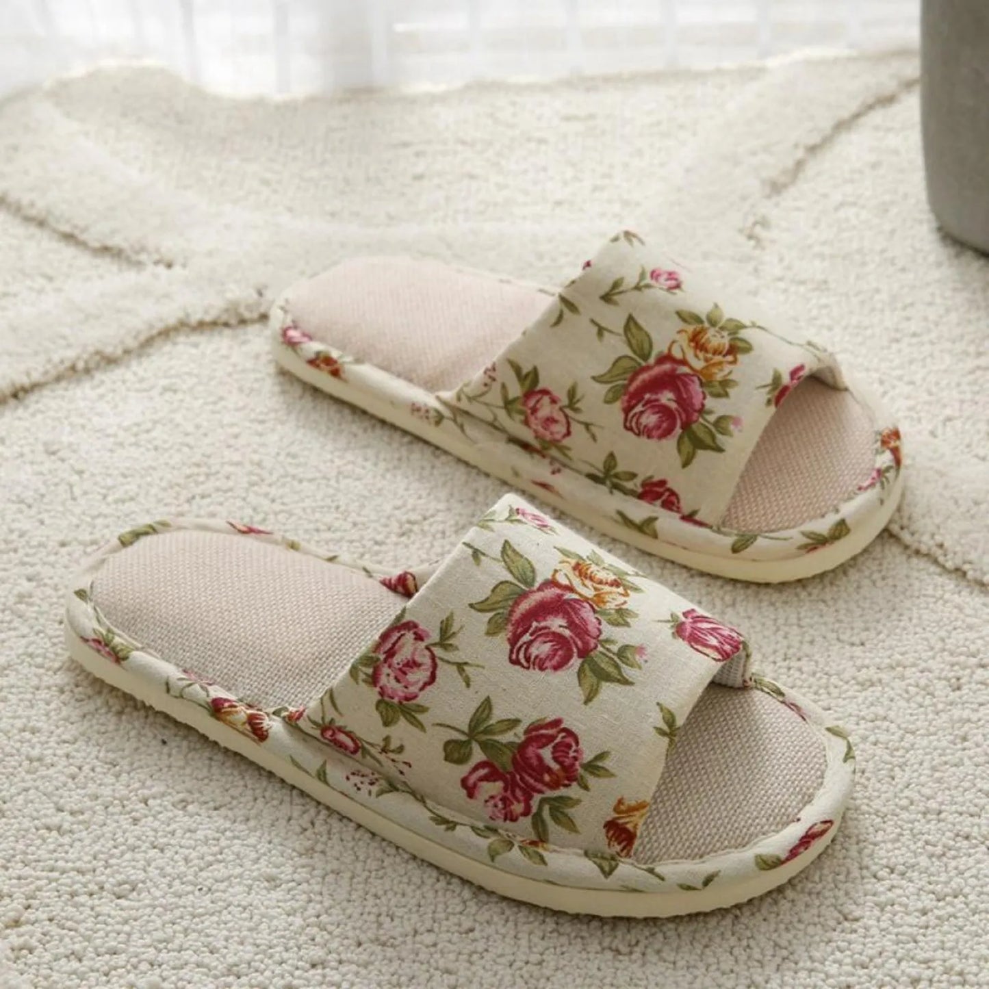 Linen Slippers Indoor Home Breathable Women Men Slides Linen Couples Anti-slip Shoes Beach Sandals Shoes Comfortable Flats Peaceful Pleasures Health and Wellness