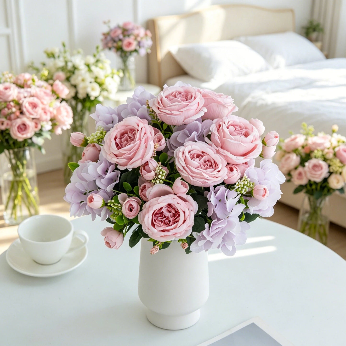 Artificial Silk Peony & Hydrangea Bouquet – Wedding Home Decor