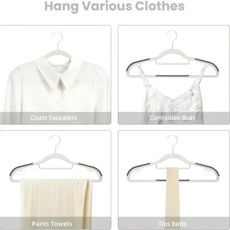 10/20/30pcs plastic coat hanger, non-slip super thin space-saving suit hanger pants hanger, sturdy and durable, with 360° hooks Peaceful Pleasures Health and Wellness