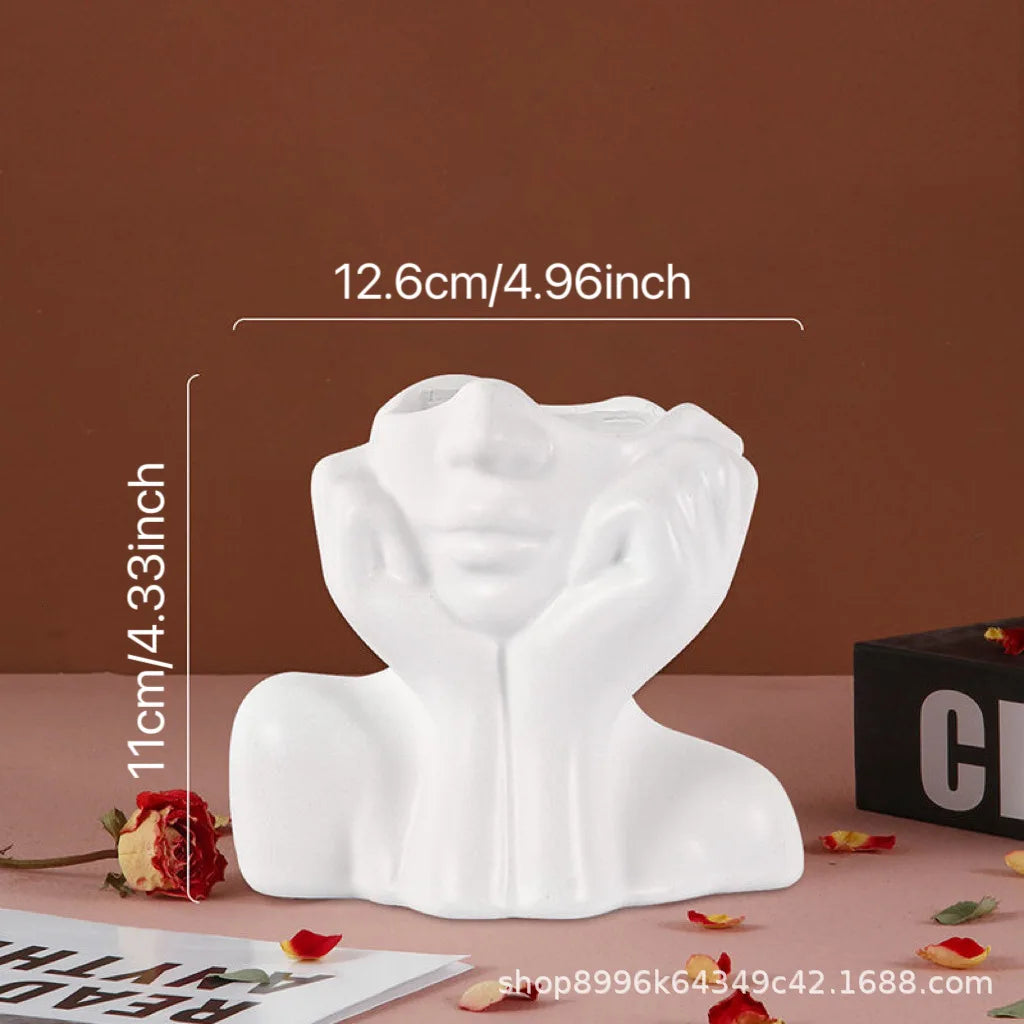 2026 Resin Vase Gold White Black Human Body Shaping Art Flower Planter Personalized And Creative Decoration Handicrafts Ornament Peaceful Pleasures Health and Wellness white