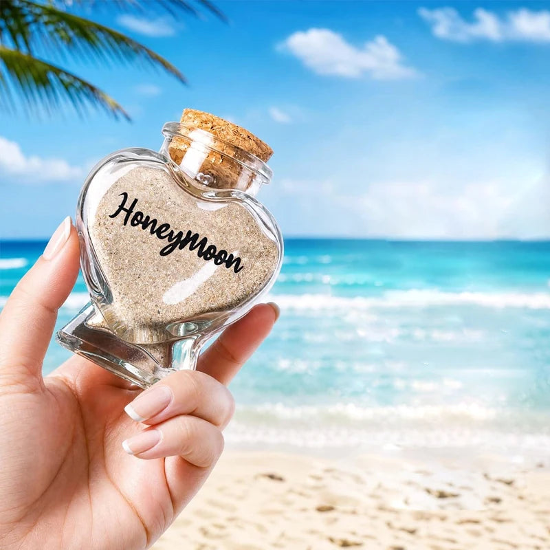 Honeymoon Heart Glass Sand Jar | Wedding Keepsake Pink Gift Wedding Keepsake Jar Peaceful Pleasures Health and Wellness