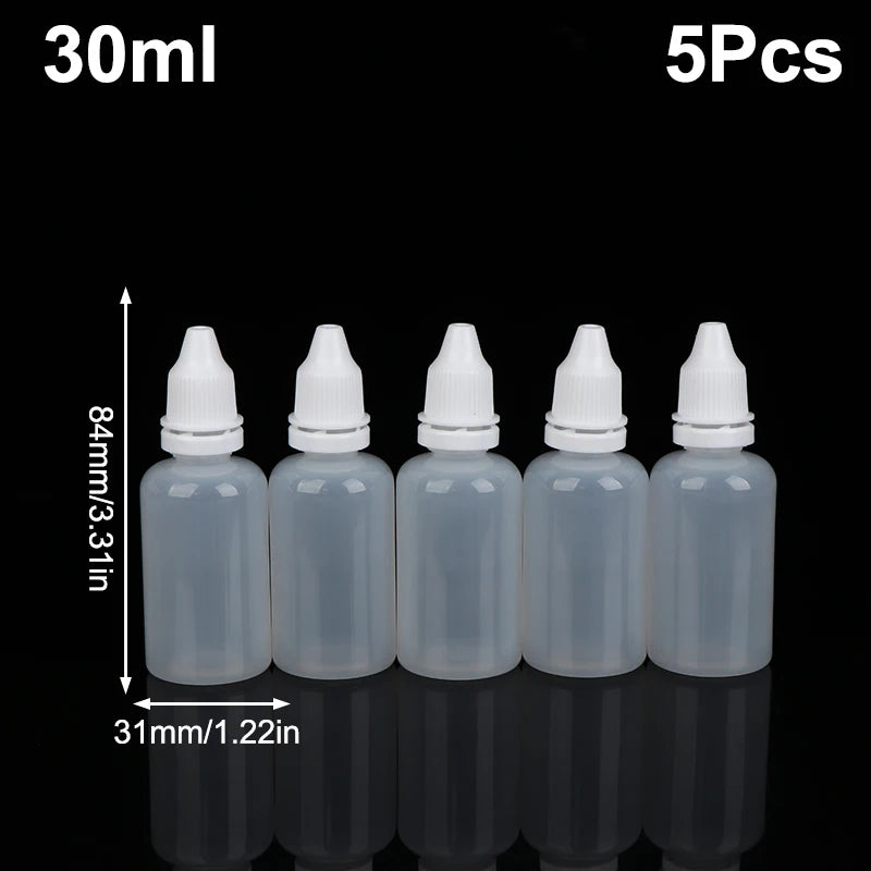 5Pcs 3/5/10/15/20/30/50/100ml Empty Plastic Dropper Bottle Paint Beauty Oil Ink Squeezable Refillable Bottle Cosmetics Storage Peaceful Pleasures Health and Wellness 30ml