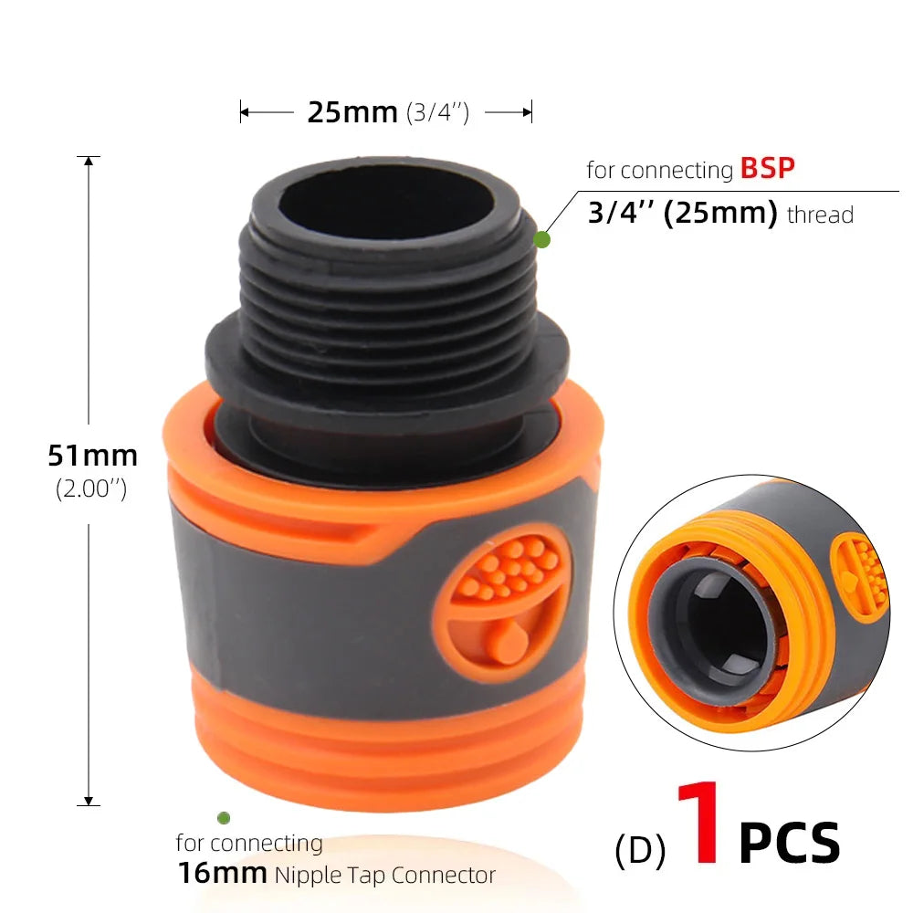1/4 3/8'' 1/2'' 3/4'' Hose Quick Connecter Plastic Rubber Coupling Tubing Irrigation System Coupler Shut Off Valve Adapter Pipe Peaceful Pleasures Health and Wellness Dx1pcs