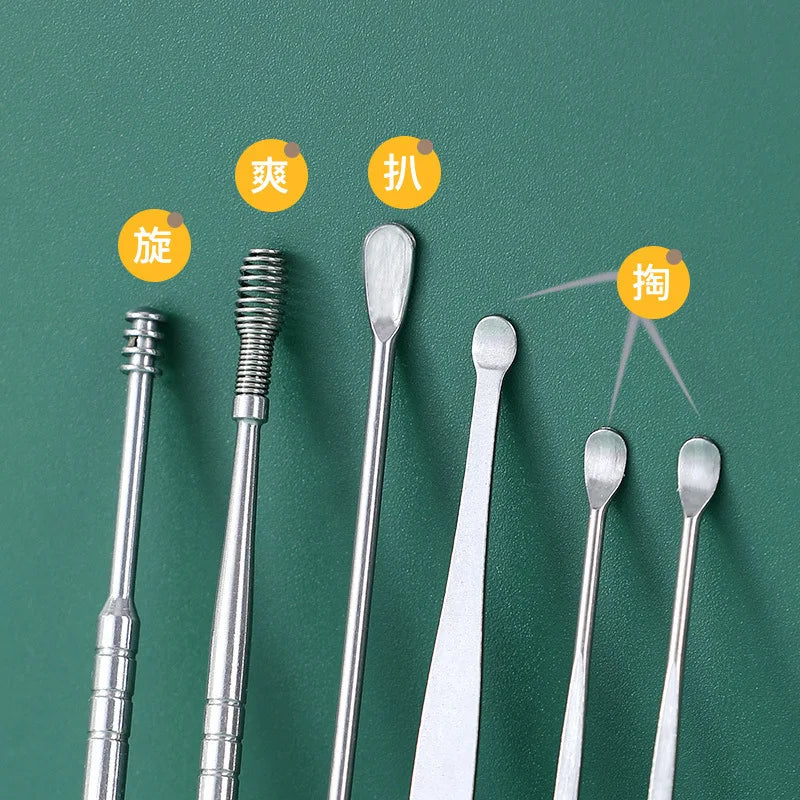 6-Piece Spiral Spring Ear Cleaning Kit | Safe Earwax Removal