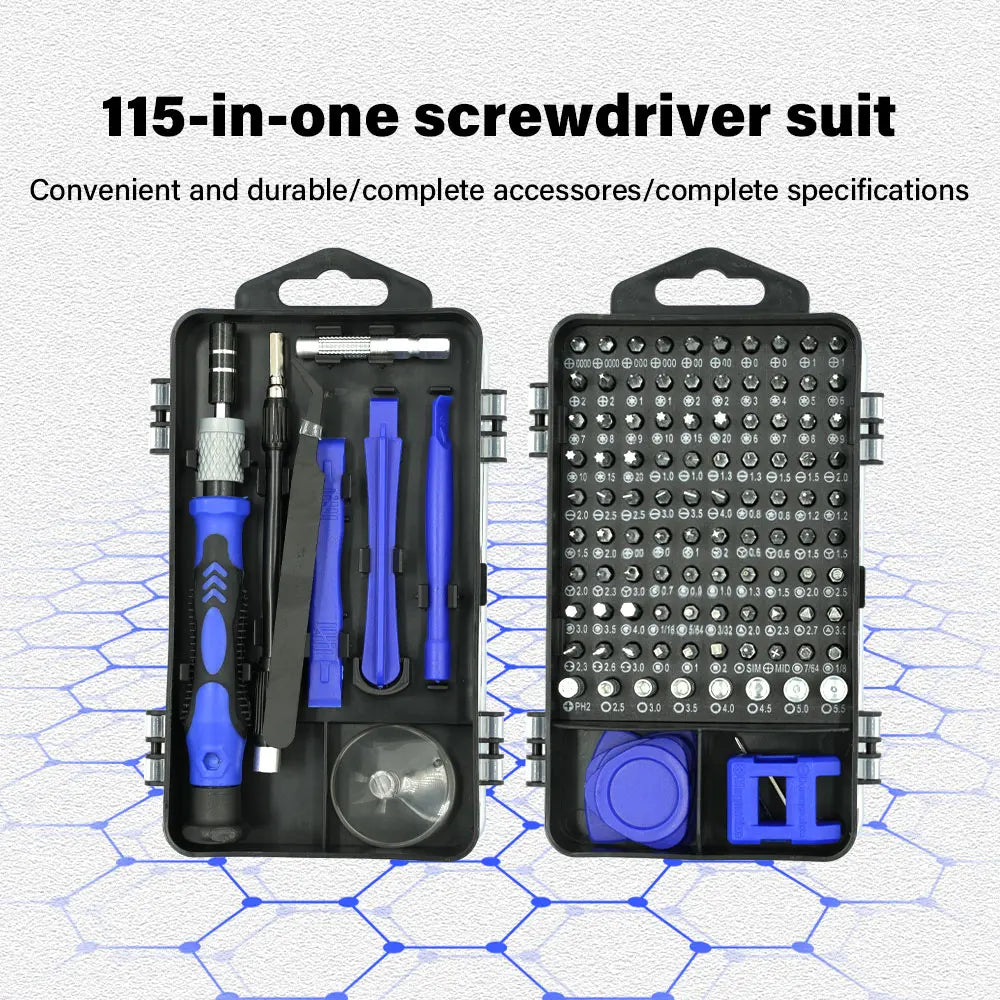 NEW 115 in 1 Magnetic Precision Screwdriver Set - Complete Repair Hand Tool Kit for Computer Laptop Phone and Electronic Devices Peaceful Pleasures Health and Wellness Blue