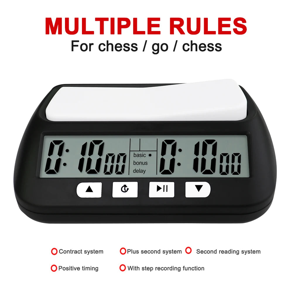 Professional Board Game Stopwatch Count Up Down Competition Hour Meter Table Games Chess Clock Timer for International Chess Peaceful Pleasures Health and Wellness