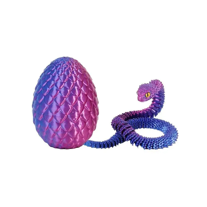 3D Printed Snake with Egg Figurine | 30cm Realistic Desk Ornament