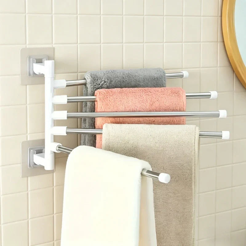 5-Bar Swing Arm Towel Rack | Wall Mounted Space-Saving Holder