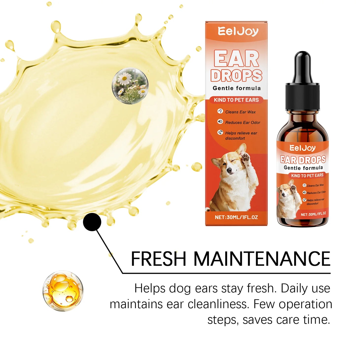 Pet Ear Drops for Dogs & Cats – Earwax Cleaner & Itch Relief