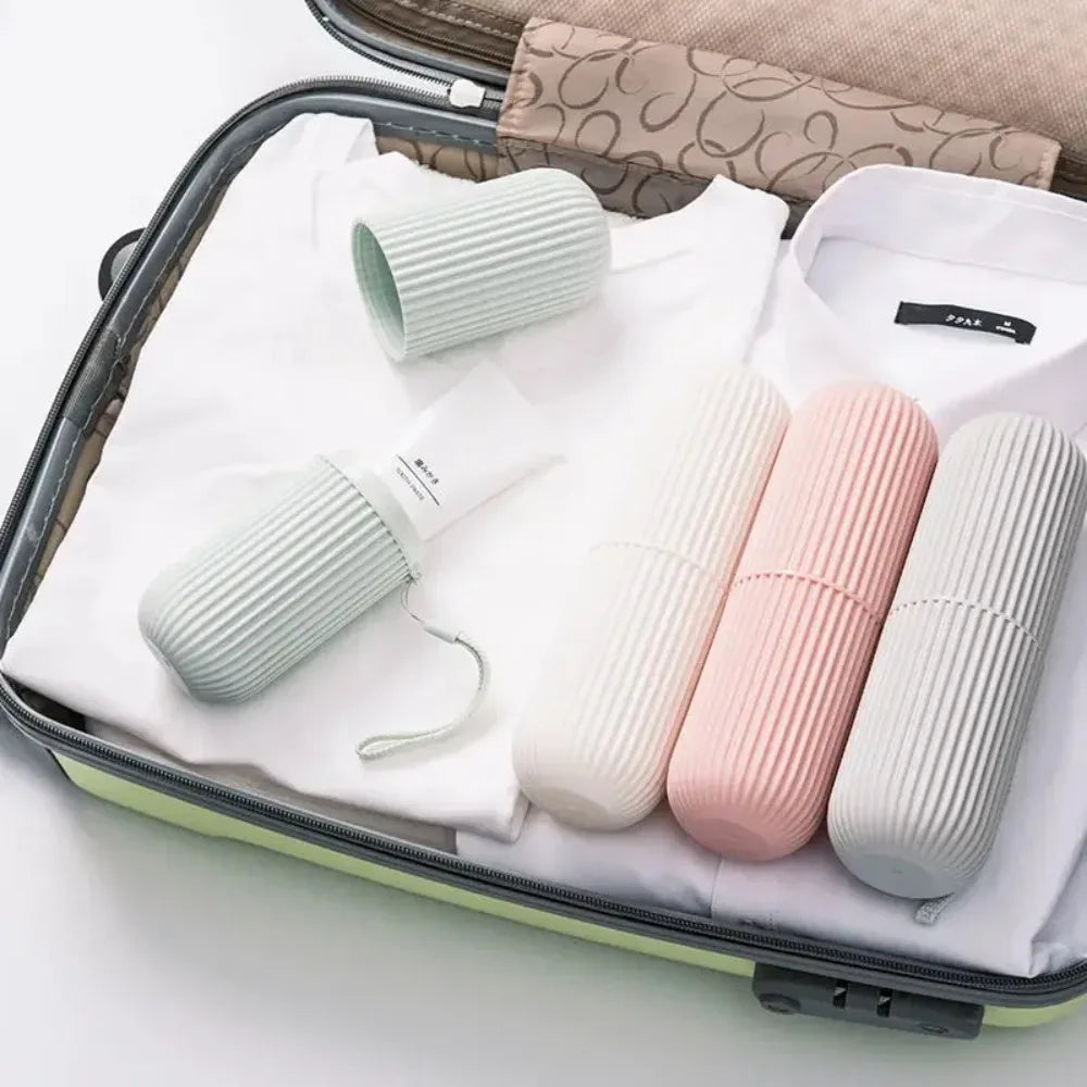 Travel Portable Toothbrush Cup Bathroom Toothpaste Holder Storage Case Box Organizer Travel Toiletries Storage Cup New Creative Peaceful Pleasures Health and Wellness