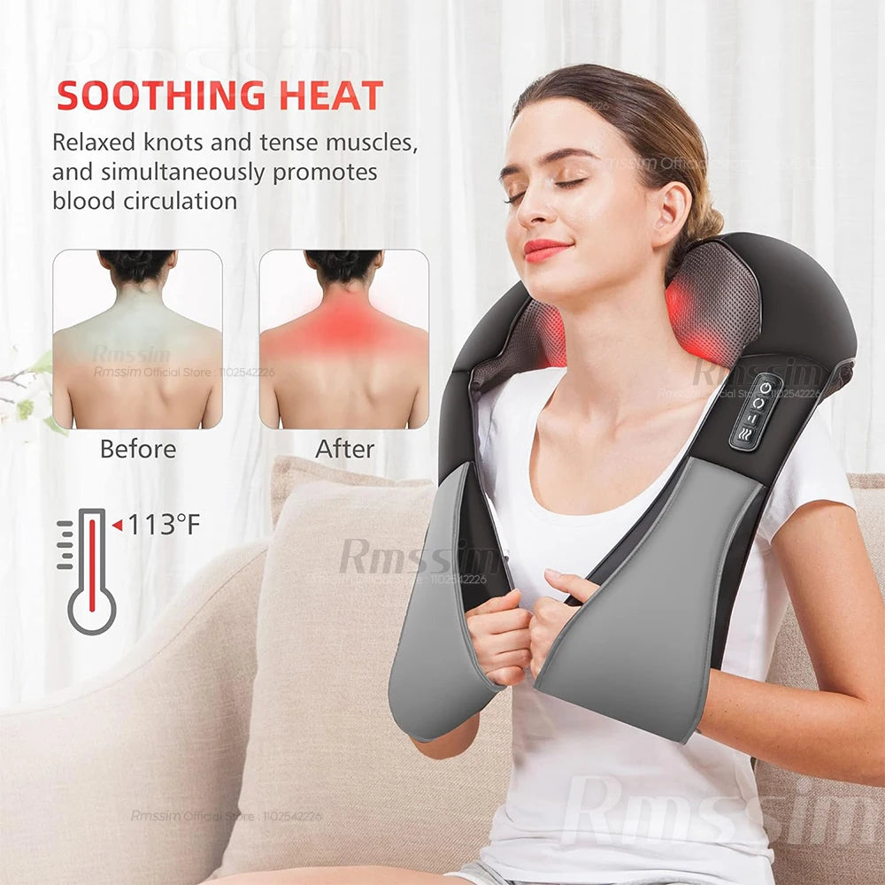 Shiatsu Heated Neck & Shoulder Massage Pillow | Deep Kneading