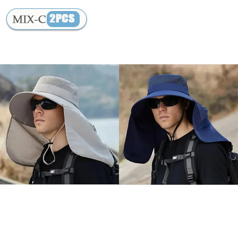 Men's Wide Brim Sun Hat with Neck Flap | UV Protection