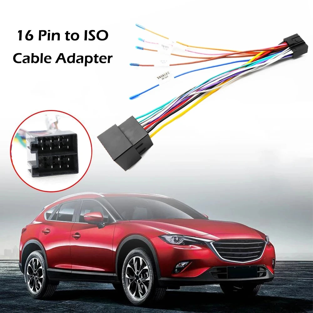 Universal Car Stereo Radio 16Pin ISO Cable Adapters Male Plug Female