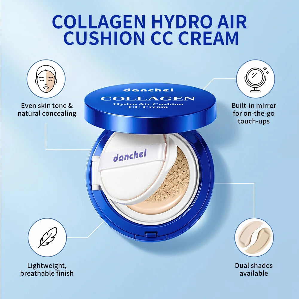 Collagen Air Cushion CC Cream Long-Lasting Hydration Conceal Acne Marks, Redness & Pores Waterproof Sweatproof Collagen CC Cream Peaceful Pleasures Health and Wellness