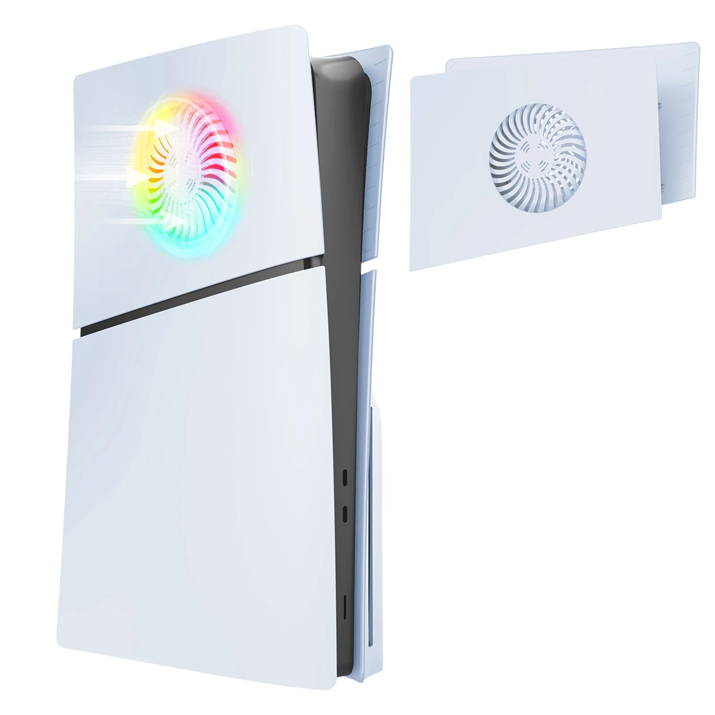For PS5 Slim Case Top Cover, Replacement Panel Top Cover With Heat Dissipation Holes With RGB Light Peaceful Pleasures Health and Wellness
