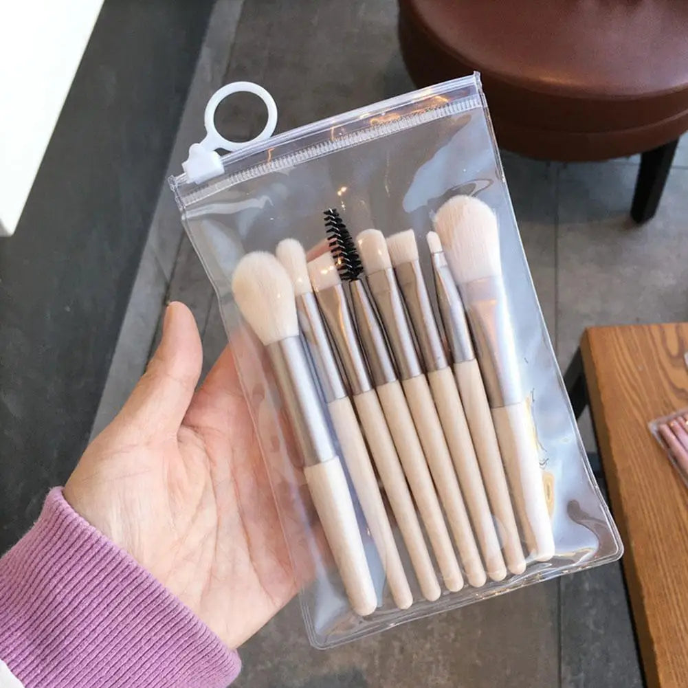 8-Piece Mini Portable Makeup Brush Set – Soft Synthetic Bristles