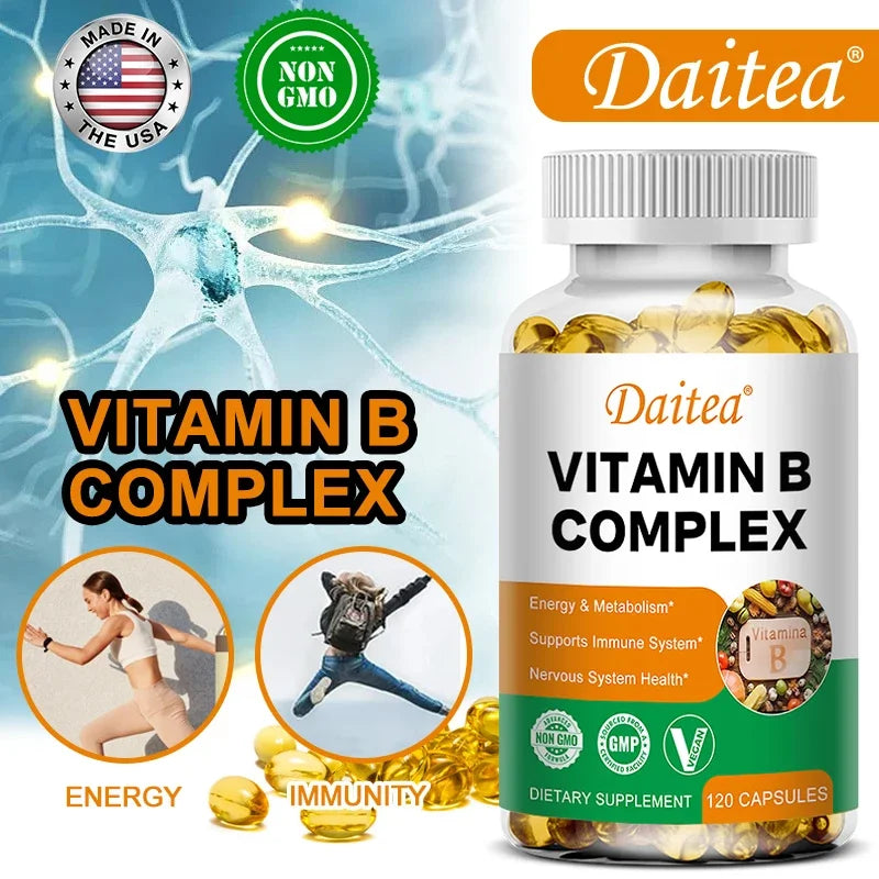 Organic Vitamin B Complex Supports Energy, Immune Health, Antioxidant Supplement - 30/60/120 Vegetarian Capsules Peaceful Pleasures Health and Wellness