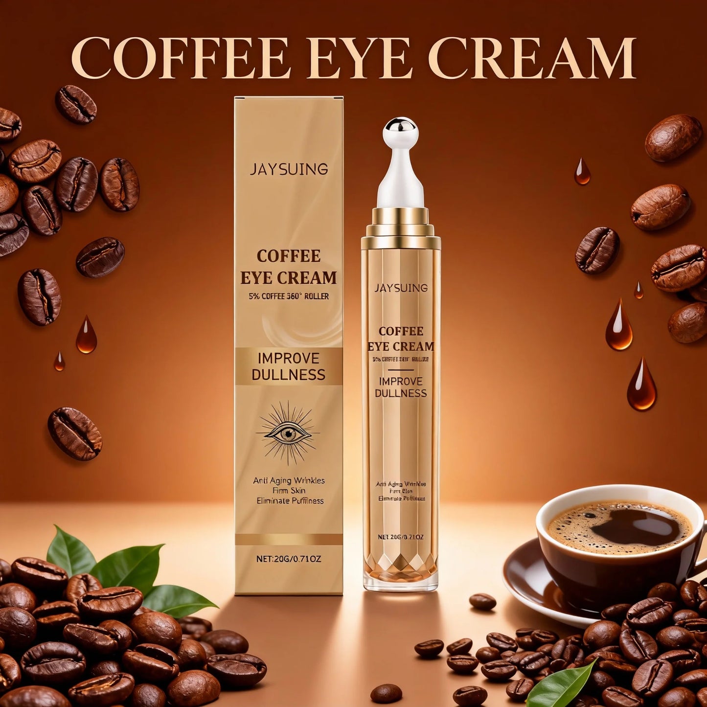 Caffeine Eye Cream Roller with Collagen – Firm & Brighten Eyes